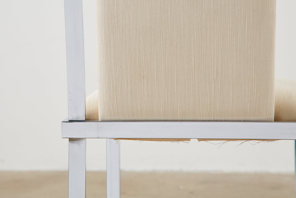 Set of Six Pierre Cardin Flat Bar Chrome Dining Chairs