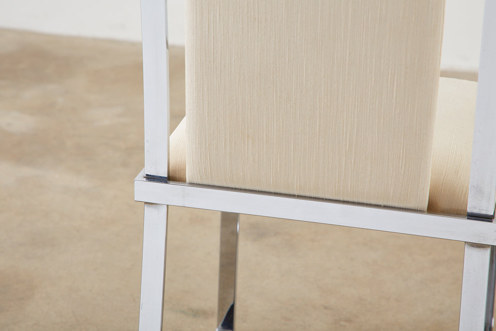 Set of Six Pierre Cardin Flat Bar Chrome Dining Chairs