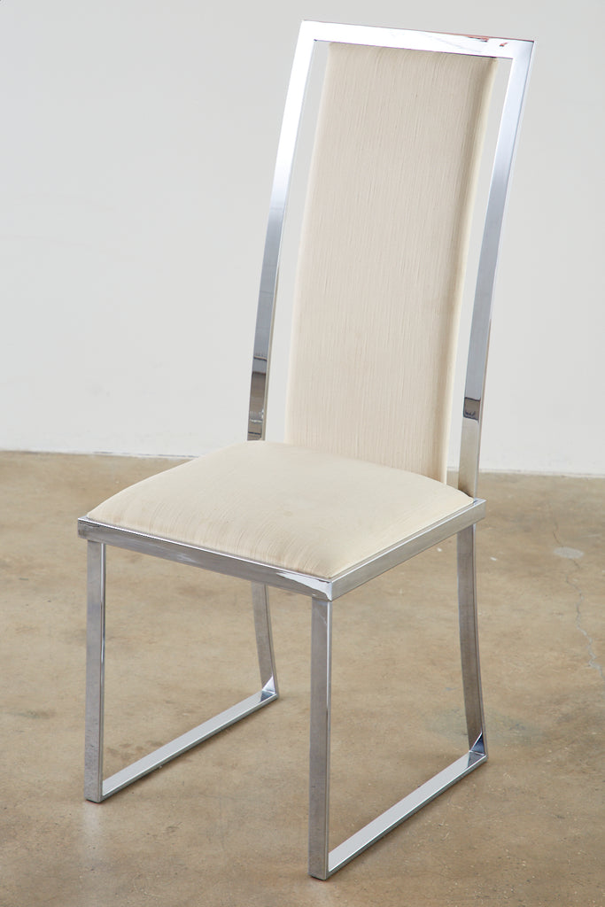 Set of Six Pierre Cardin Flat Bar Chrome Dining Chairs