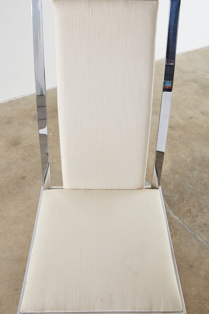 Set of Six Pierre Cardin Flat Bar Chrome Dining Chairs
