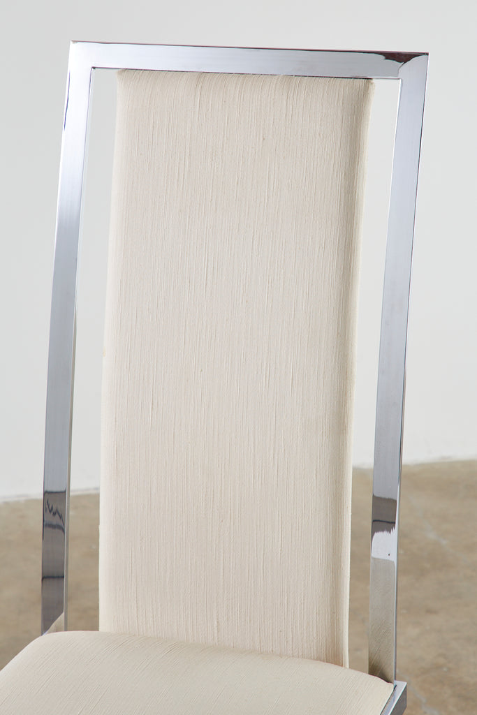 Set of Six Pierre Cardin Flat Bar Chrome Dining Chairs