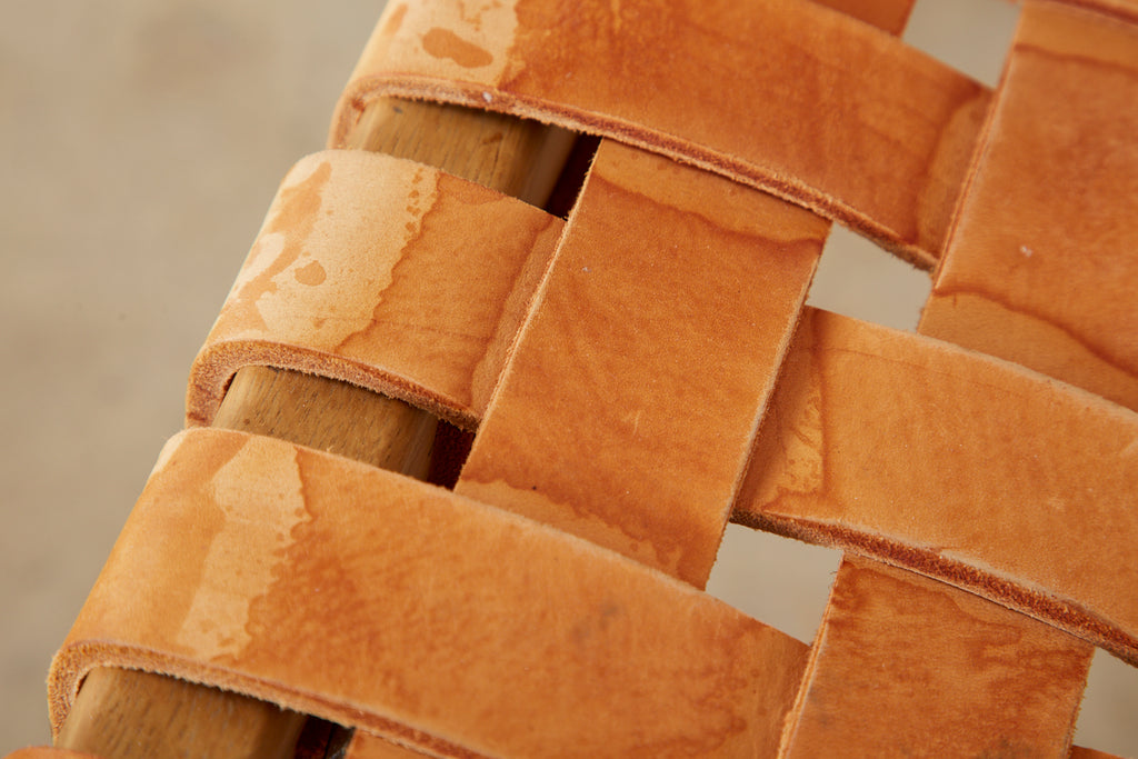 Set of Four French Leather Strap Dining Armchairs