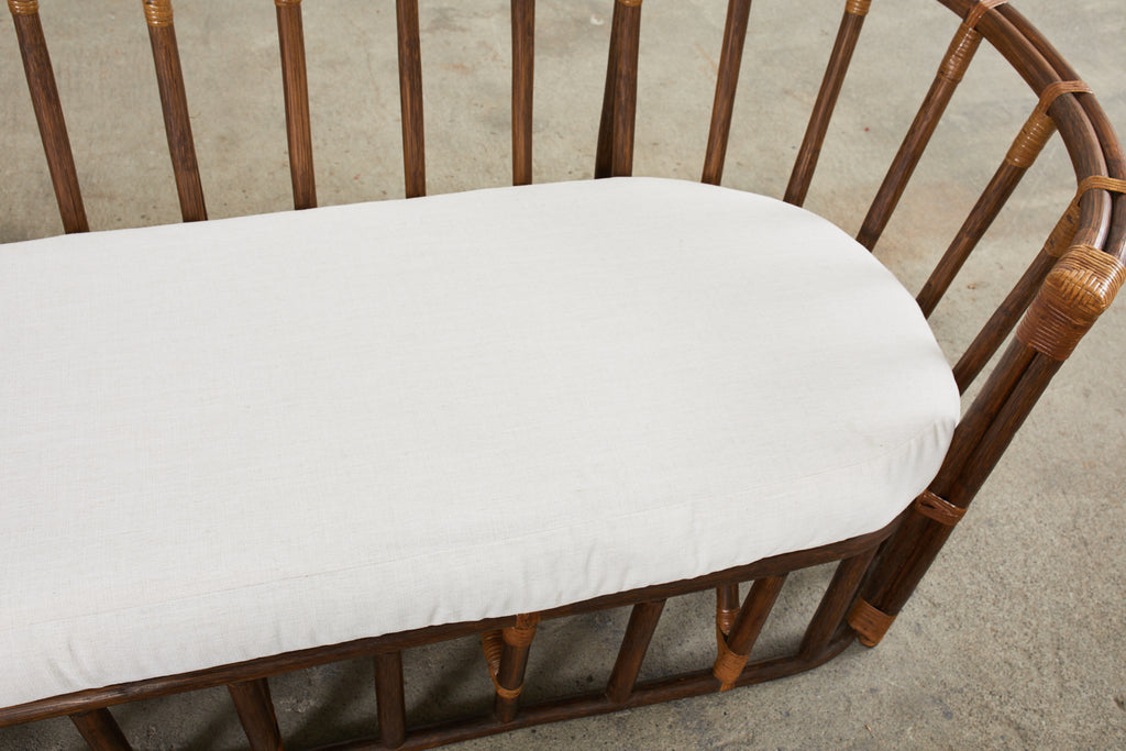 Midcentury Organic Modern Bent Rattan Sofa Demilune Ends