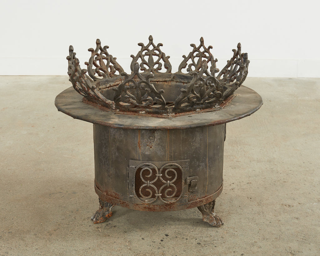 Baroque Style Wrought Iron Brazier Fire Pit or Chiminea