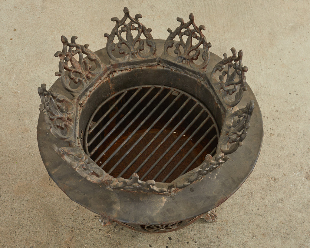 Baroque Style Wrought Iron Brazier Fire Pit or Chiminea