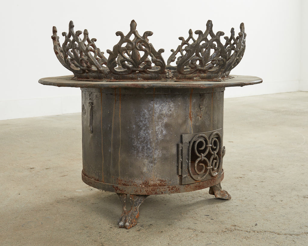 Baroque Style Wrought Iron Brazier Fire Pit or Chiminea
