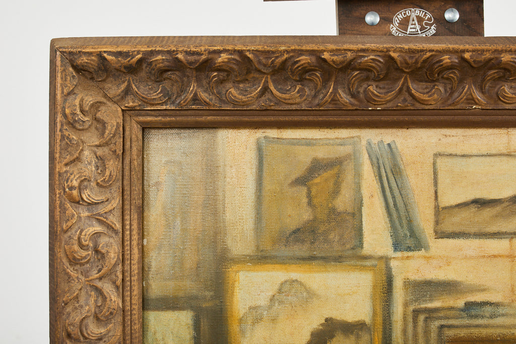 Midcentury Painting of an Asian Artist in His Studio