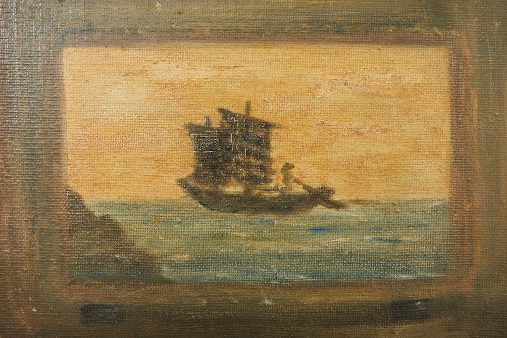 Midcentury Painting of an Asian Artist in His Studio