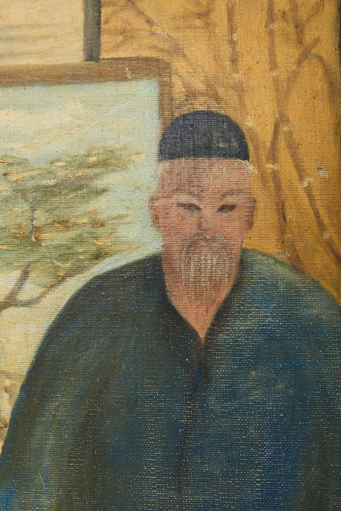 Midcentury Painting of an Asian Artist in His Studio
