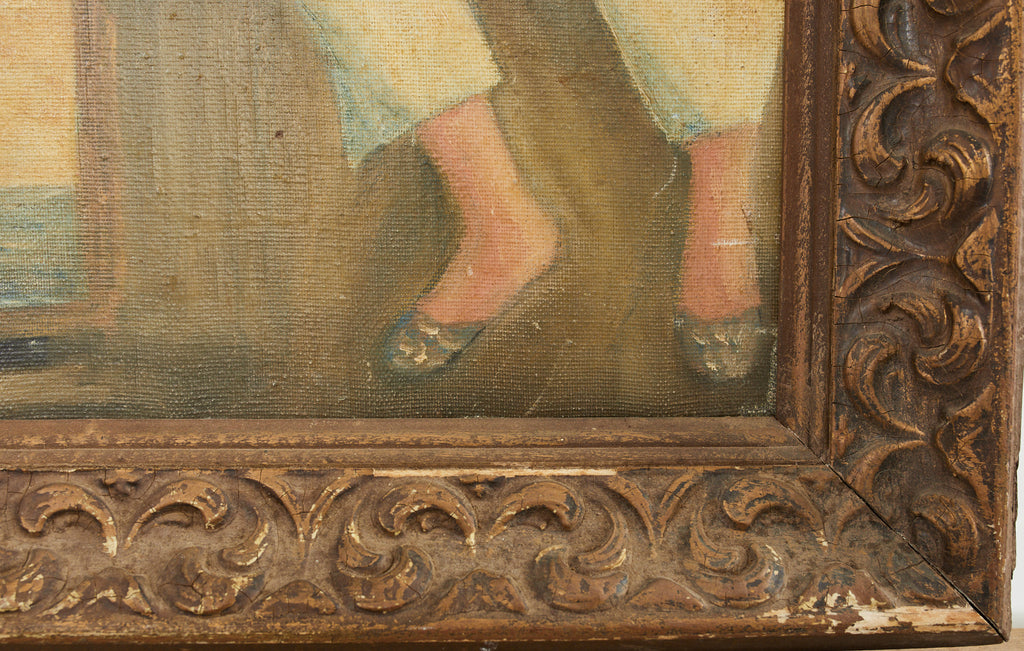 Midcentury Painting of an Asian Artist in His Studio