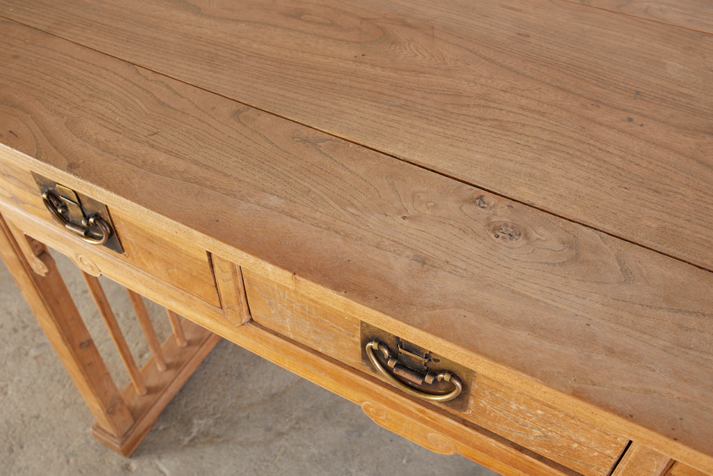 Chinese Qing Style Elm Writing Table Desk