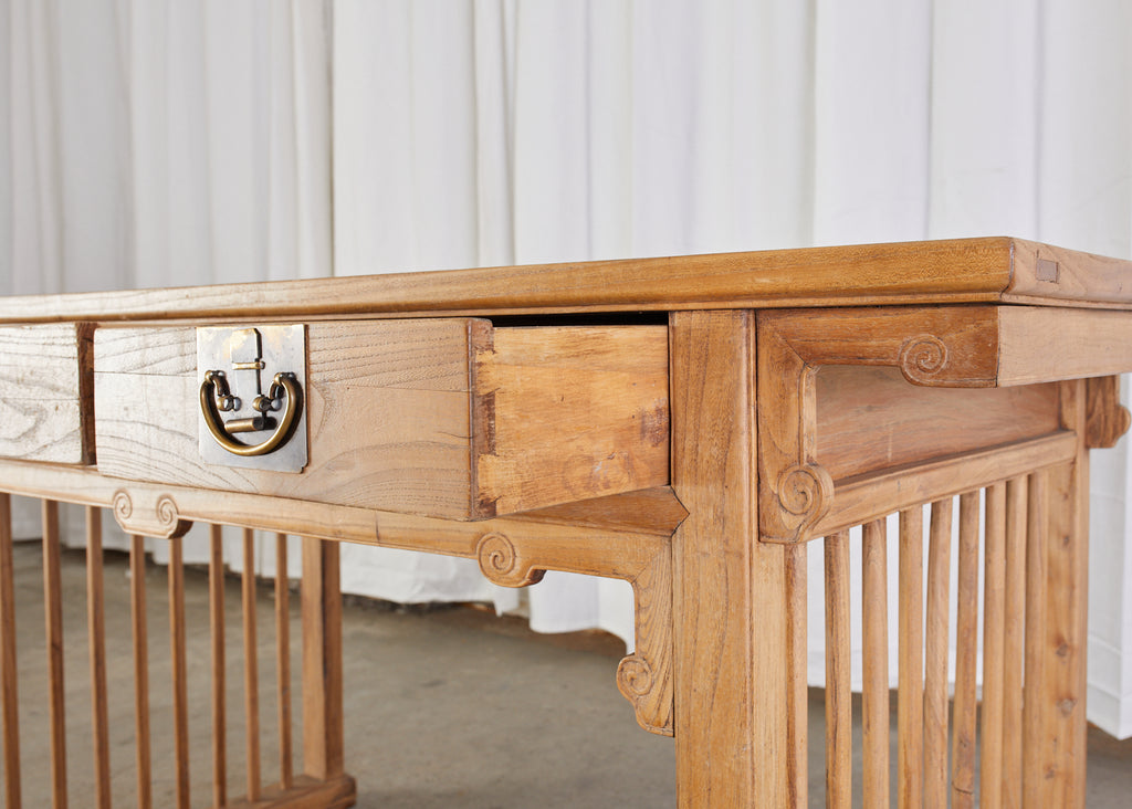 Chinese Qing Style Elm Writing Table Desk