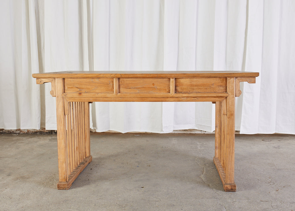 Chinese Qing Style Elm Writing Table Desk