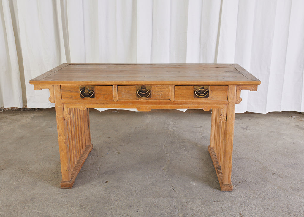Chinese Qing Style Elm Writing Table Desk
