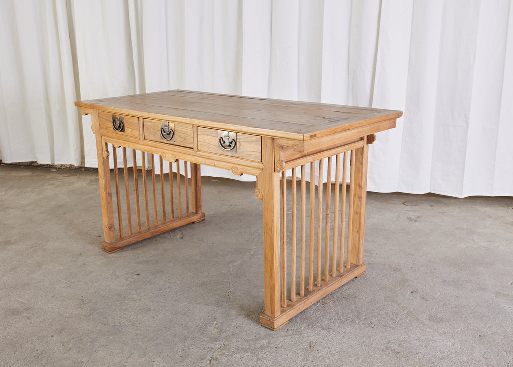 Chinese Qing Style Elm Writing Table Desk