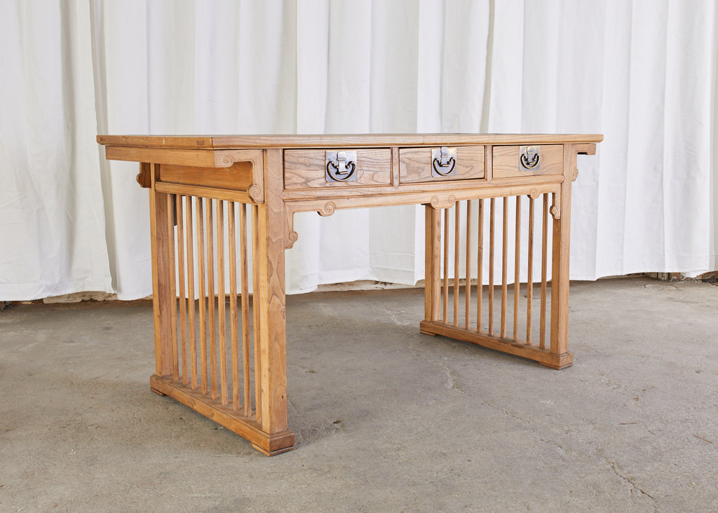 Chinese Qing Style Elm Writing Table Desk