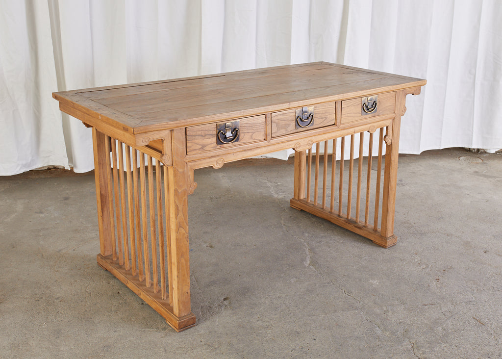 Chinese Qing Style Elm Writing Table Desk