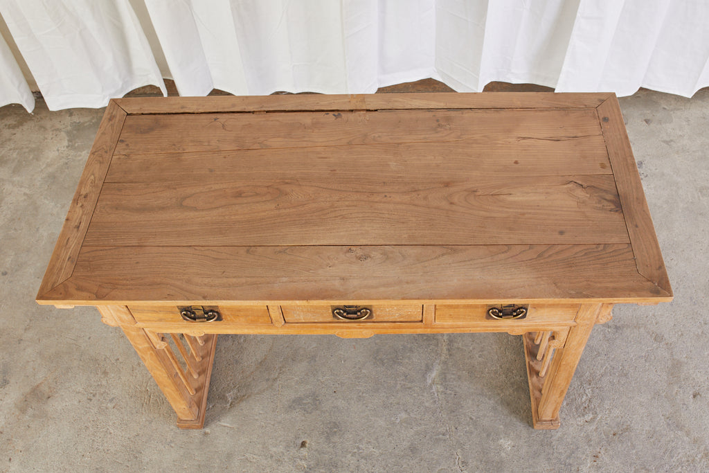 Chinese Qing Style Elm Writing Table Desk