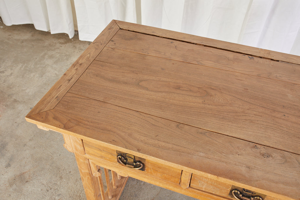 Chinese Qing Style Elm Writing Table Desk