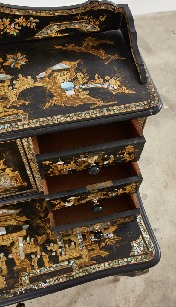 19th Century English Chinoiserie Ladies Secretaire Writing Table