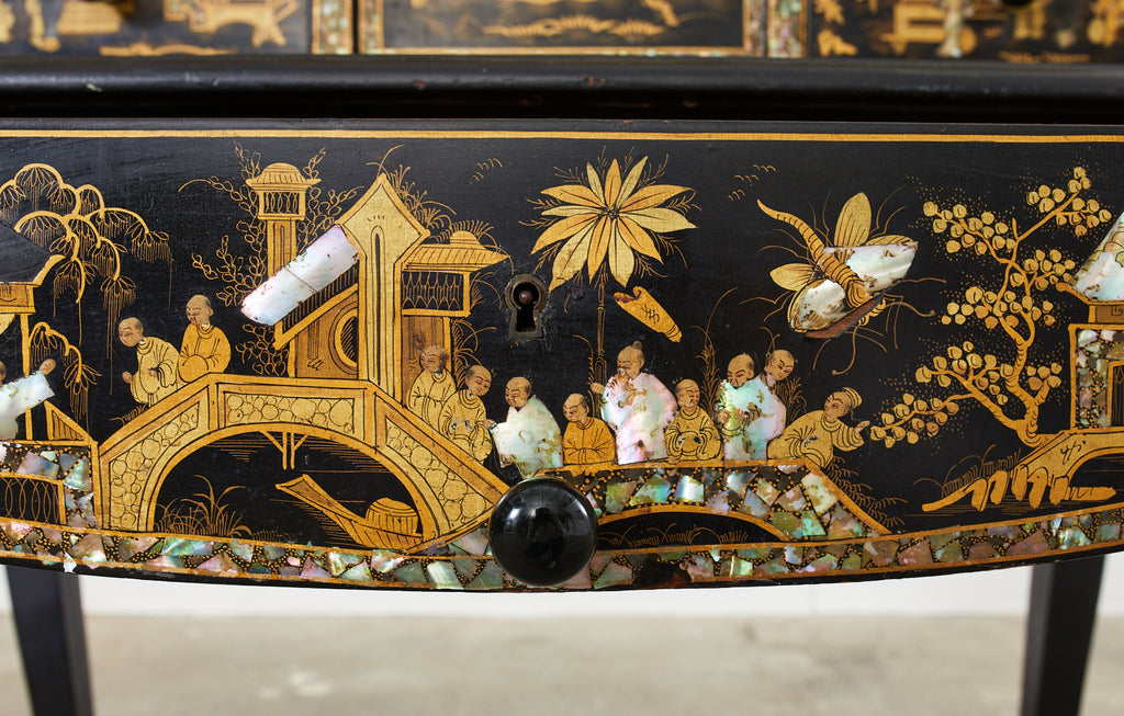 19th Century English Chinoiserie Ladies Secretaire Writing Table