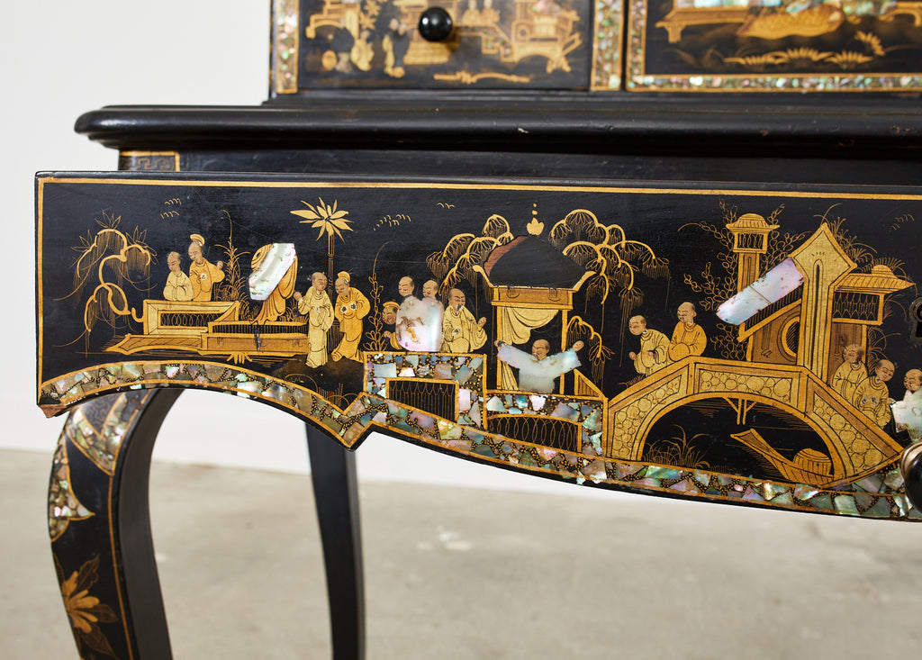 19th Century English Chinoiserie Ladies Secretaire Writing Table