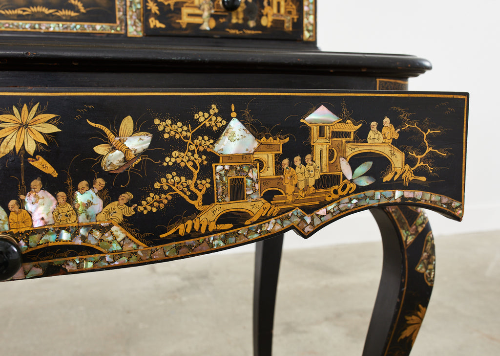 19th Century English Chinoiserie Ladies Secretaire Writing Table