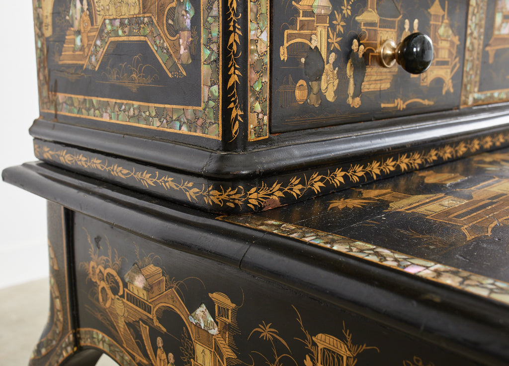 19th Century English Chinoiserie Ladies Secretaire Writing Table
