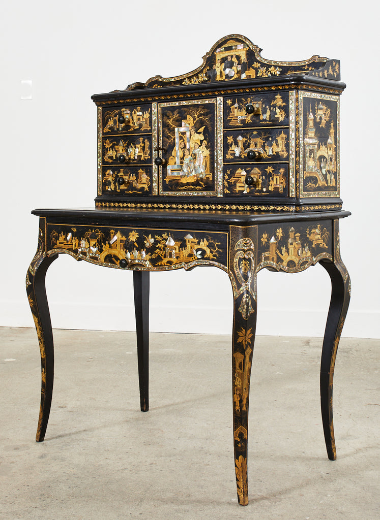 19th Century English Chinoiserie Ladies Secretaire Writing Table