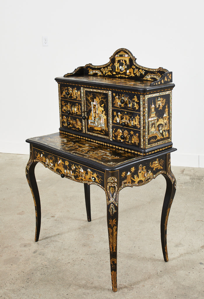 19th Century English Chinoiserie Ladies Secretaire Writing Table