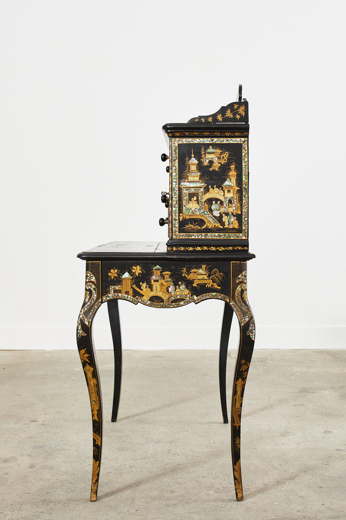 19th Century English Chinoiserie Ladies Secretaire Writing Table
