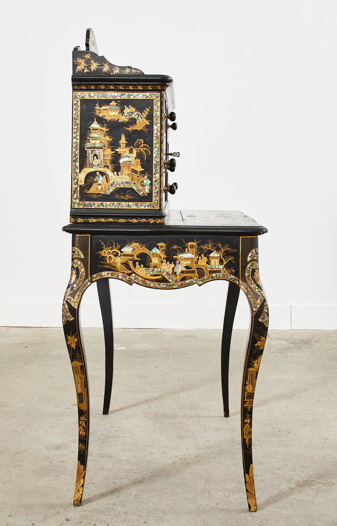 19th Century English Chinoiserie Ladies Secretaire Writing Table