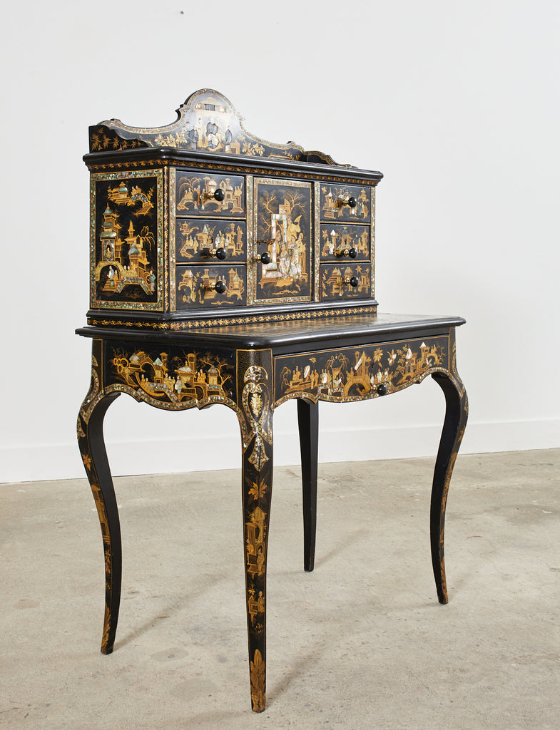 19th Century English Chinoiserie Ladies Secretaire Writing Table