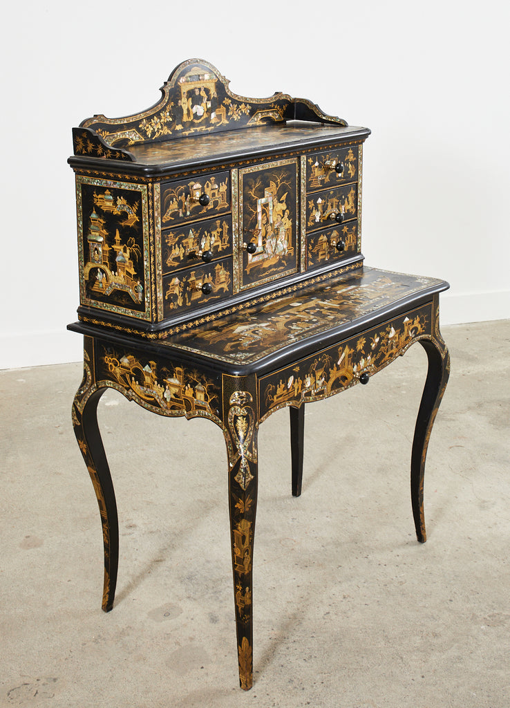 19th Century English Chinoiserie Ladies Secretaire Writing Table