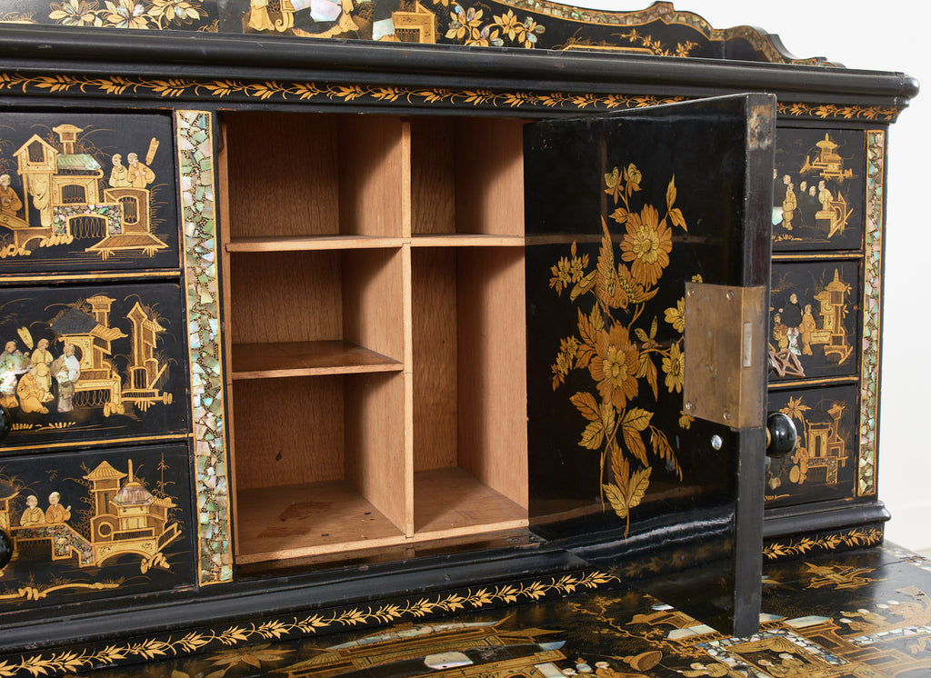 19th Century English Chinoiserie Ladies Secretaire Writing Table