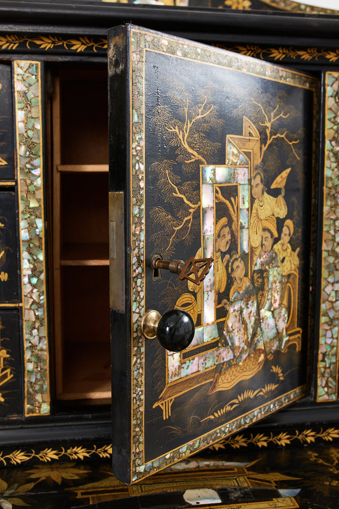 19th Century English Chinoiserie Ladies Secretaire Writing Table