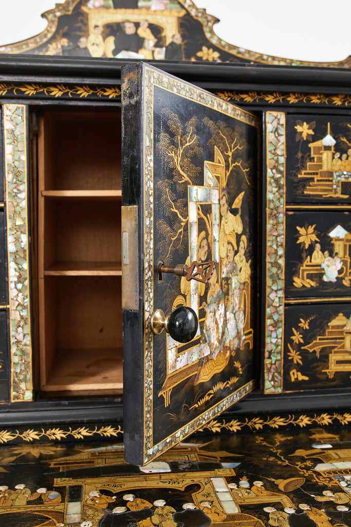 19th Century English Chinoiserie Ladies Secretaire Writing Table