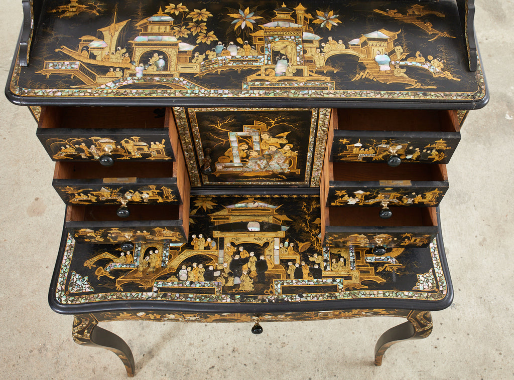 19th Century English Chinoiserie Ladies Secretaire Writing Table