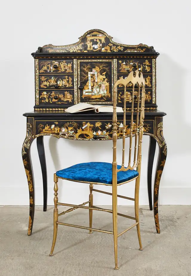 19th Century English Chinoiserie Ladies Secretaire Writing Table