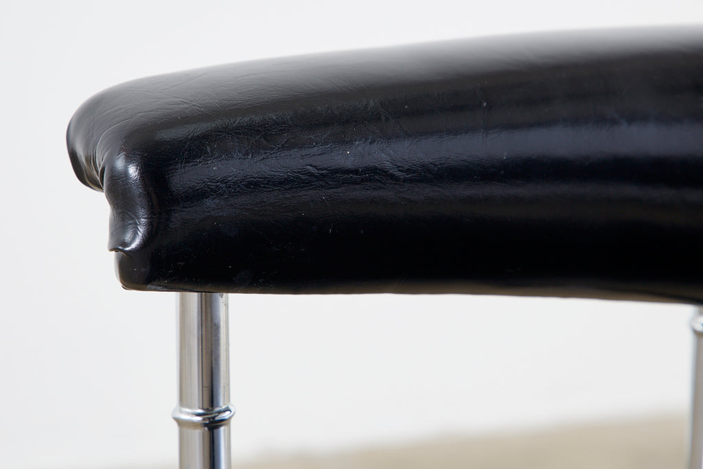 Set of Four Midcentury Chrome Faux Bamboo Barrel Chairs