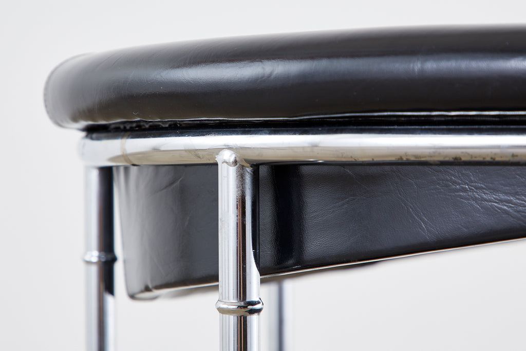 Set of Four Midcentury Chrome Faux Bamboo Barrel Chairs