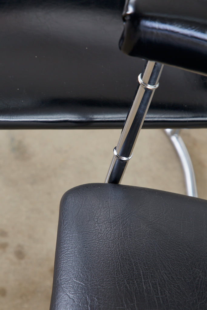 Set of Four Midcentury Chrome Faux Bamboo Barrel Chairs