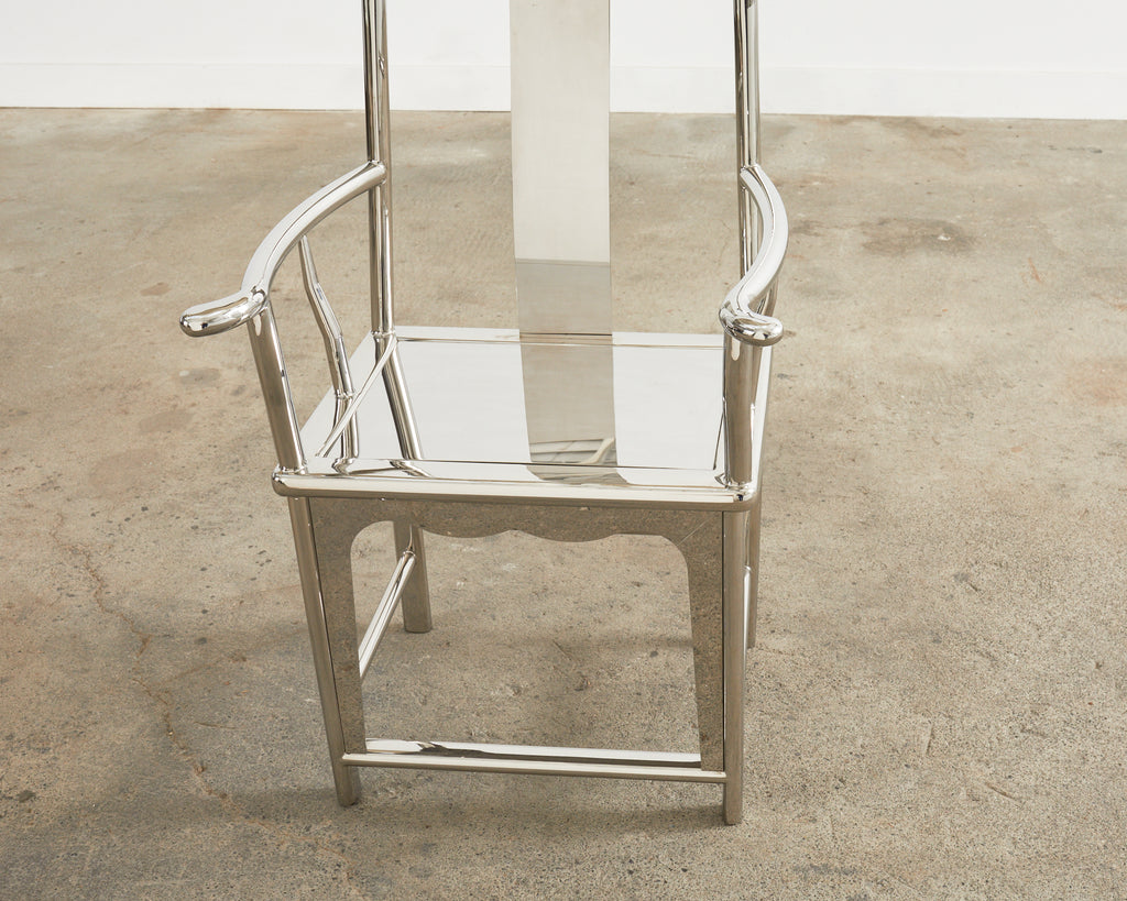 Chinese Ming Style Chromed Steel Officials Hat Chair