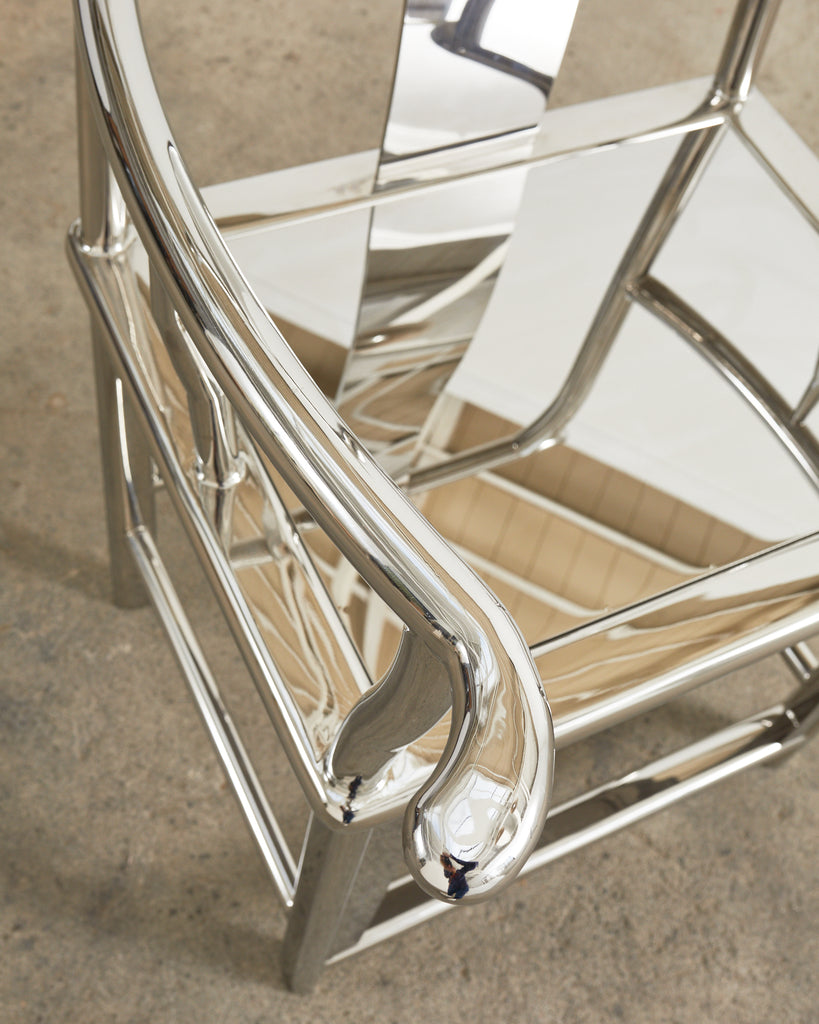 Chinese Ming Style Chromed Steel Officials Hat Chair