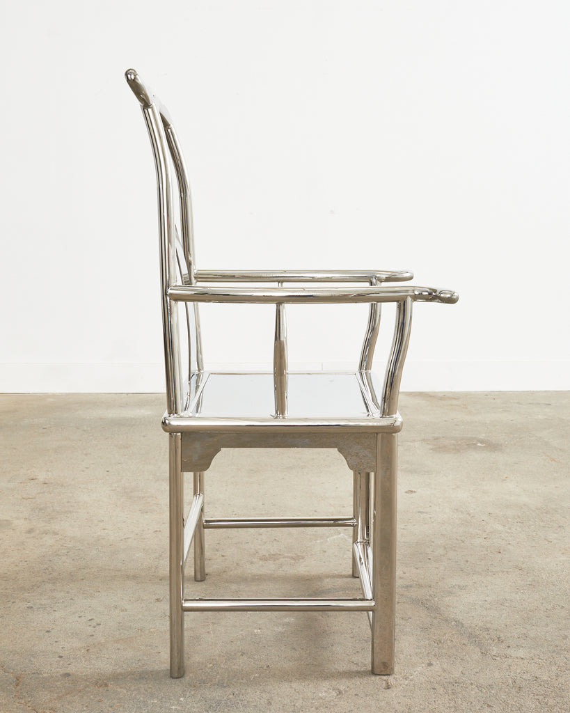Chinese Ming Style Chromed Steel Officials Hat Chair