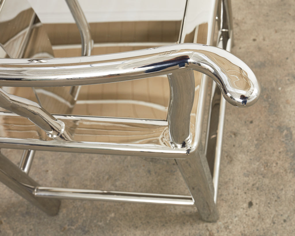 Chinese Ming Style Chromed Steel Officials Hat Chair