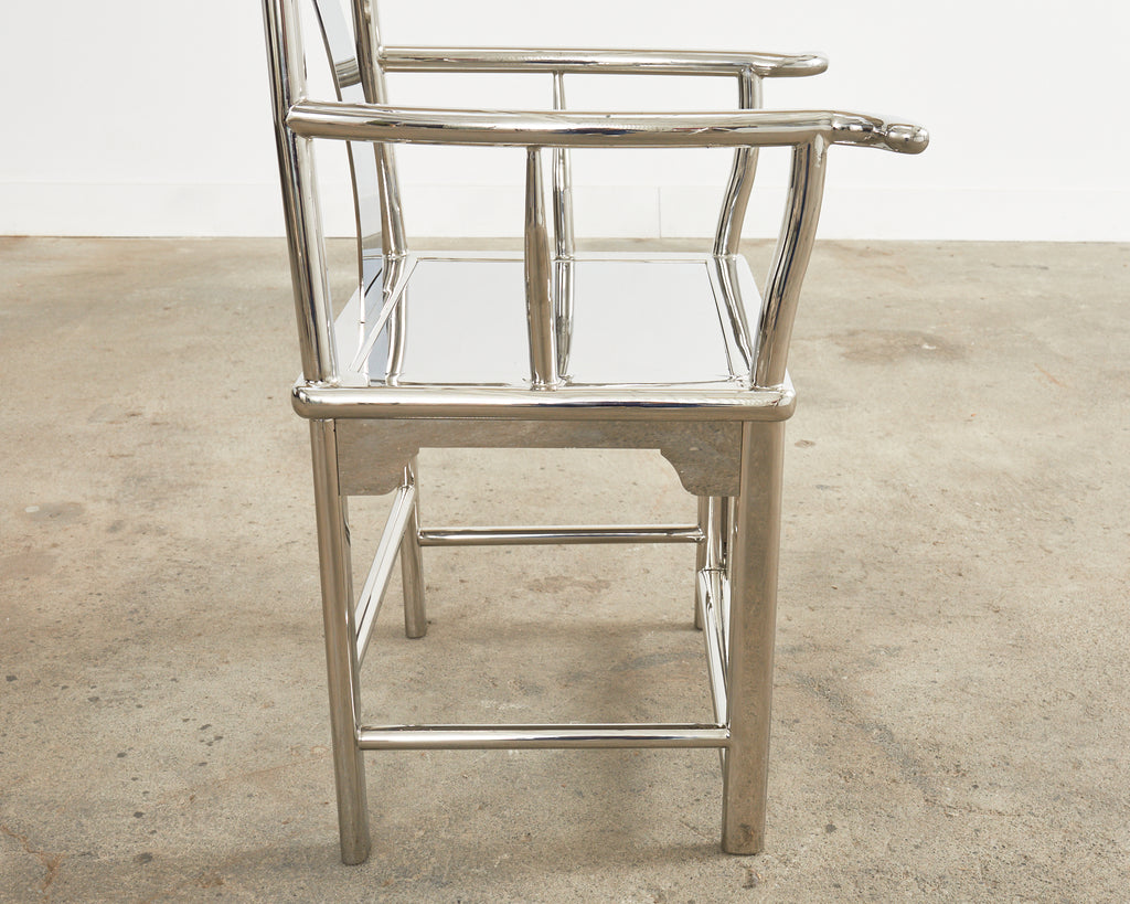 Chinese Ming Style Chromed Steel Officials Hat Chair