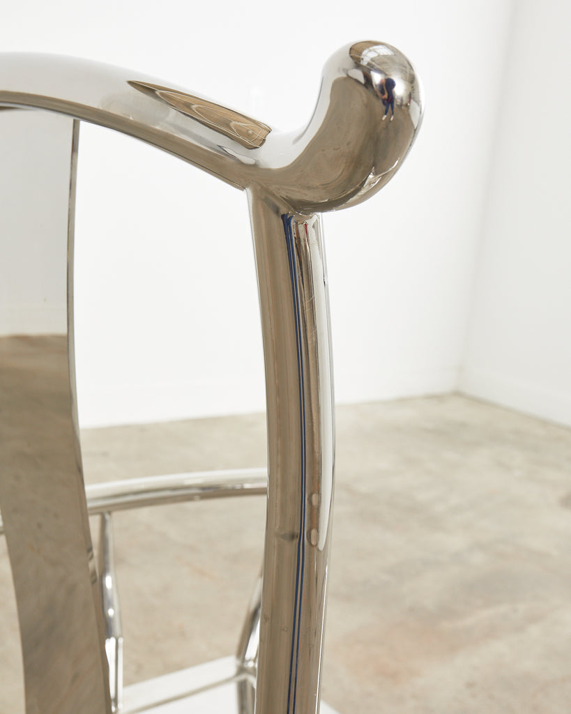 Chinese Ming Style Chromed Steel Officials Hat Chair