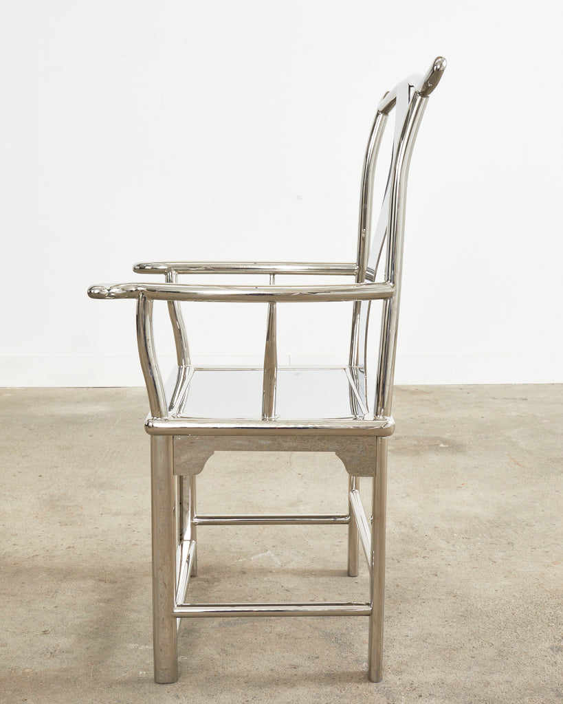 Chinese Ming Style Chromed Steel Officials Hat Chair