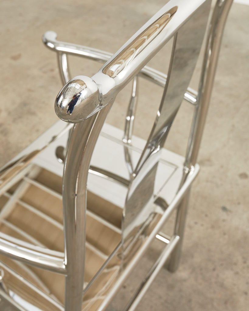 Chinese Ming Style Chromed Steel Officials Hat Chair